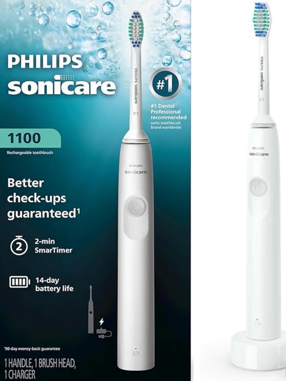 Philips Sonicare White Electric Toothbrush with Blue/Green Brush Head